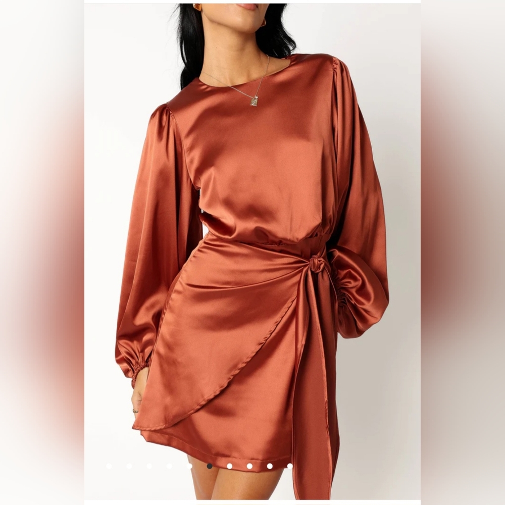 Petal and Pup Rust Satin Dress